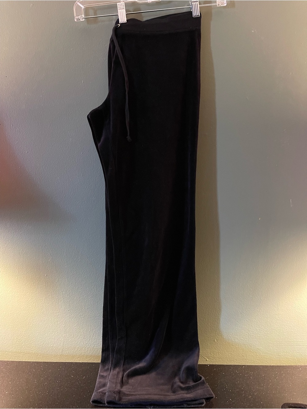 Moda International Black Velvet pants with Drawstring Waist